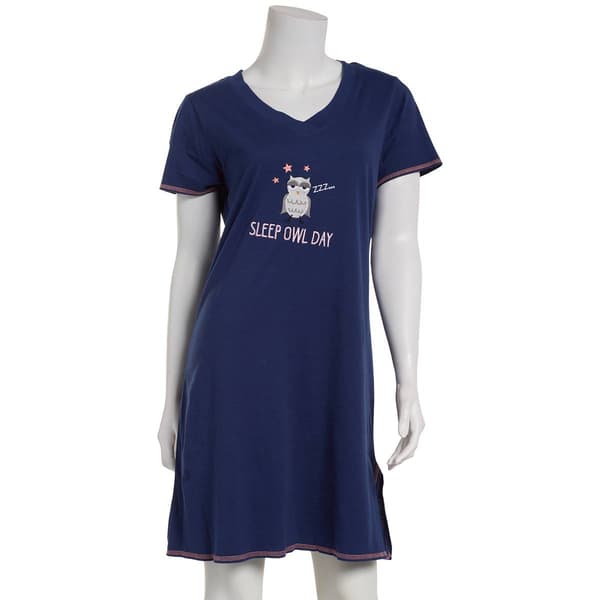 Womens René Rofé® Sleep Owl Day Embroidered Nightshirt - Boscov's