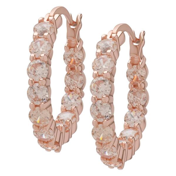Rose Gold Plated Morganite Hoop Earrings - image 