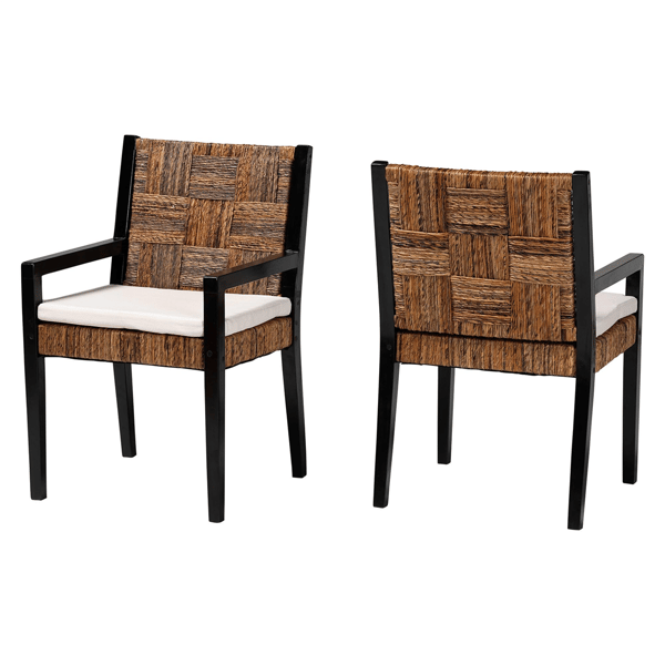 bali & pari Raniya 2pc. Handwoven Seagrass Dining Armchairs - image 