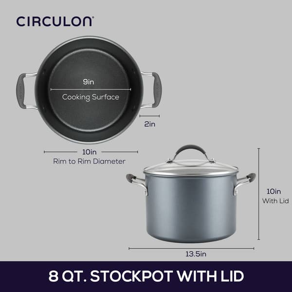 Circulon A1 Series Nonstick 8qt. Induction Stock Pot w/Lid