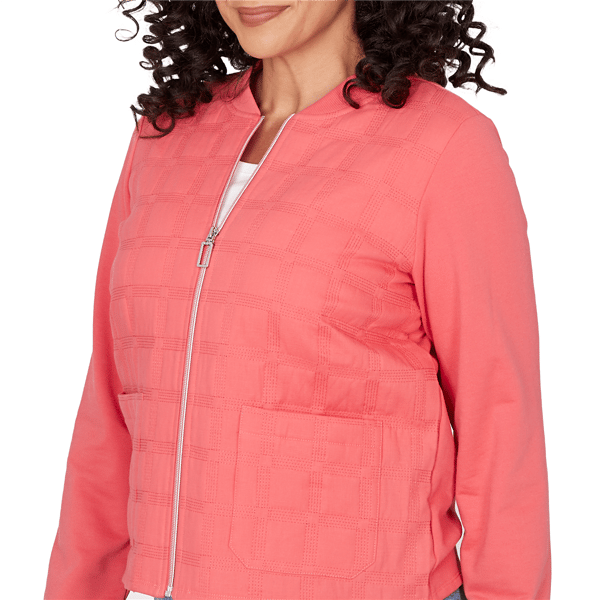 Womens Alfred Dunner Austin Quilted Knit Zip Front Jacket