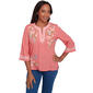 Petite Alfred Dunner Free Spirit Floral Embroidery Blouse - image 1