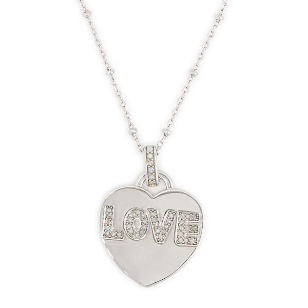Gianni Argento Silver Plated Diamond Love Heart Pendant - image 