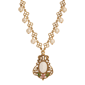 1928 Jewelry Faux Pearl Pink Rose Enamel Necklace - image 1