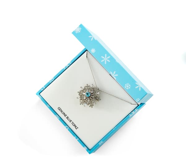 Gianni Argento Blue Topaz Snowflake Pendant - image 