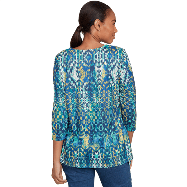 Womens Ruby Rd. Fall Flair 3/4 Sleeve Kaleidoscope Blouse