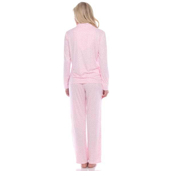 Womens White Mark Dotted Long Sleeve Pajama Set