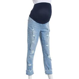 Womens Harper Grey Maternity Over The Belly Destructed Jeans