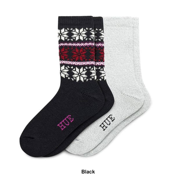 Womens HUE&#174; 2pk. Snowflake Boot Crew Socks