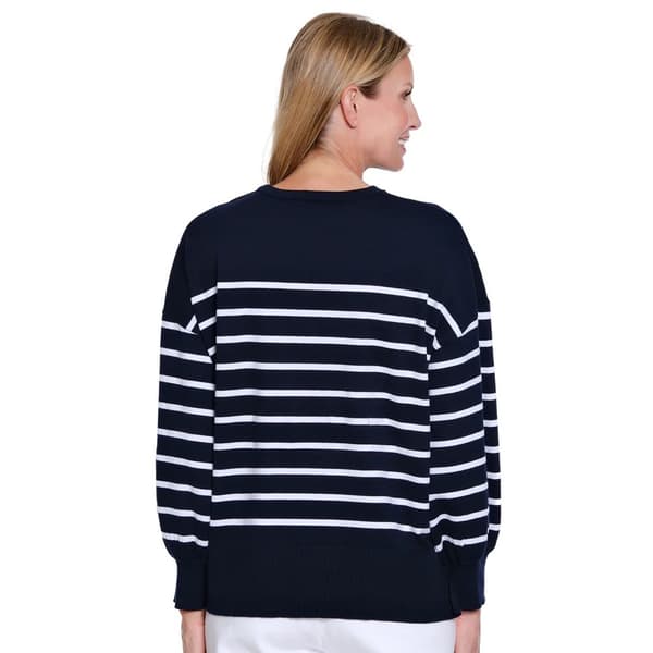 Womens Multiples Long Sleeve Drop Shoulder Stripe Sweater