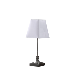 HomeRoots 19in. Silver Bedside Table Lamp with White Empire Shade