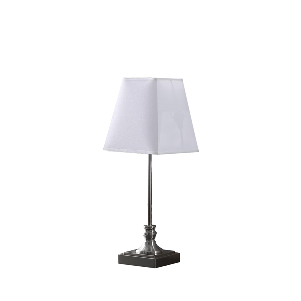 HomeRoots 19in. Silver Bedside Table Lamp with White Empire Shade