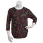 Womens Bonnie Evans 3/4 Sleeve Falling Foliage Side Ruched Tee - image 1