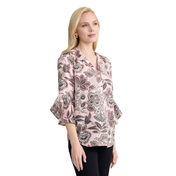 Womens Jones New York 3/4 Flutter Sleeve Floral Paisley Blouse