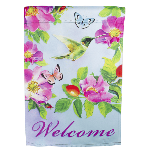 Northlight Welcome Hummingbird Floral Outdoor Garden Flag