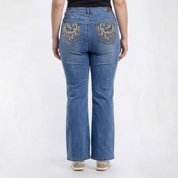 Juniors Plus Gogo Jeans High Rise 1 Button Jeans w/ Rhinestones