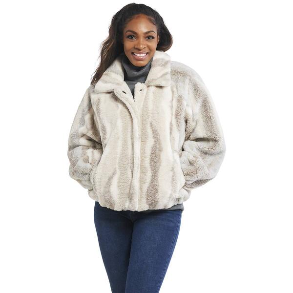 Womens Democracy Long Blouson Sleeve Fur Raglan Bomber Jacket - image 
