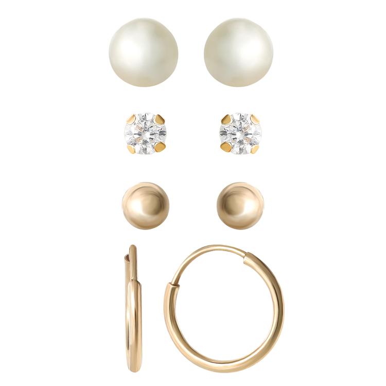 10kt. Yellow Gold Pearl Earrings Set