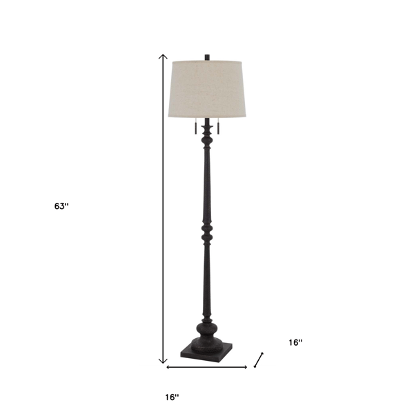HomeRoots 63in. Rust Two Light Floor Lamp with Shade