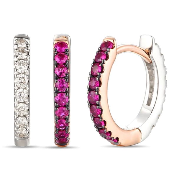Le Vian(R) Two-Tone Passion Ruby(tm) & Diamond Hoop Earrings - image 