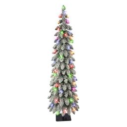 Puleo International 4ft. Incandescent Flocked Alpine Pencil Tree