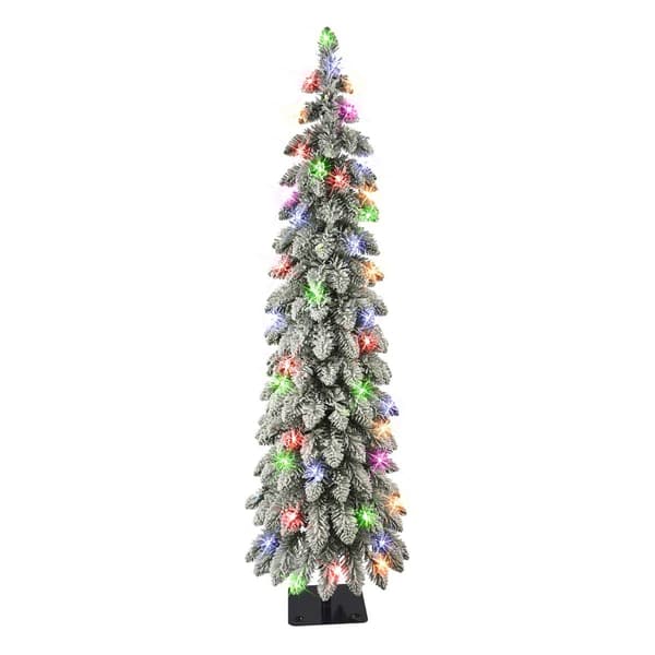 Puleo International 4ft. Incandescent Flocked Alpine Pencil Tree - image 