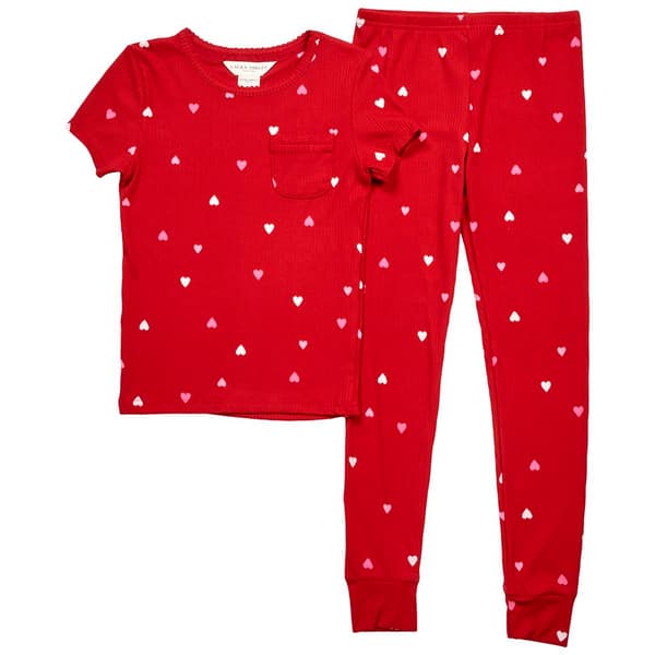 Girls (5-6x) Laura Ashley(R) Short Sleeve Hearts Pajama Set