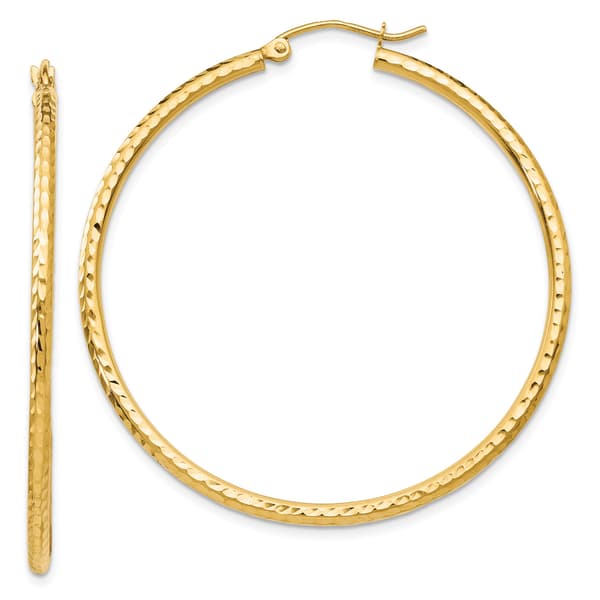 Gold Classics(tm) 14kt. Gold Diamond Cut 45mm Hoop Earrings - image 