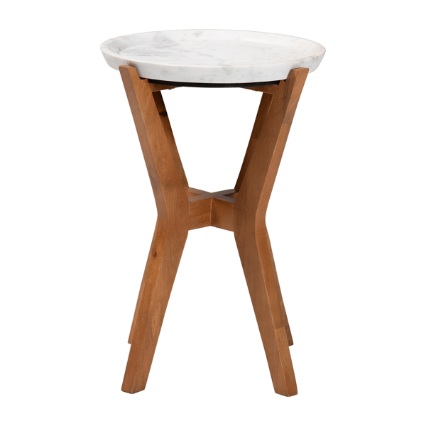 Baxton Studio Phaedra Modern Round Marble End Table