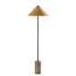 Adesso Rayne Brown Marble Base Floor Lamp with Rattan Shade - image 1