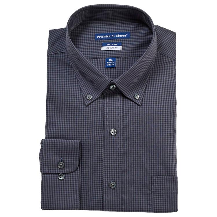 Mens Preswick & Moore Twill Dress Shirt - Black Checkered