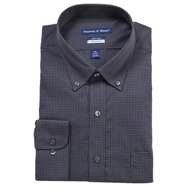 Mens Preswick & Moore Twill Dress Shirt - Black Checkered - image 