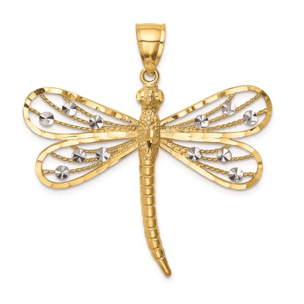 Gold Classics&#40;tm&#41; 14kt. & White Rhodium Dragonfly Pendant - image 