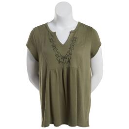 Plus Size French Laundry Short Sleeve Embroidered Tee