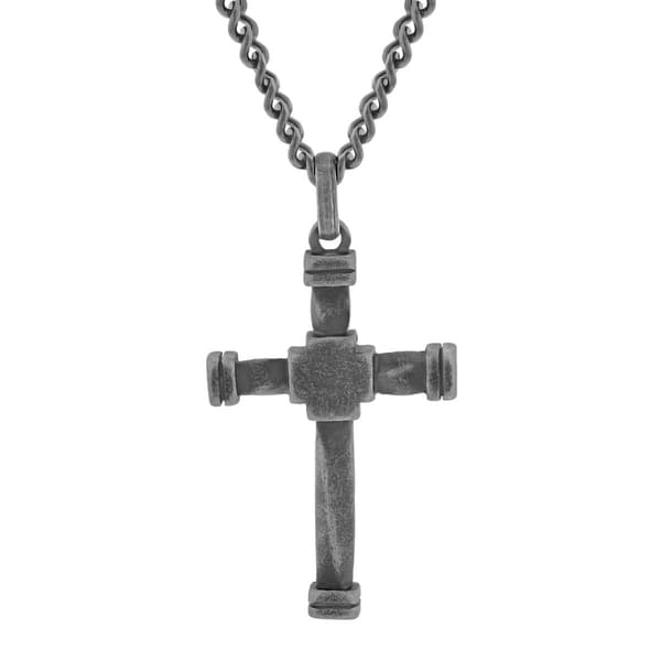 Men Gentlemen's Classics&#40;tm&#41; Stainless Steel Gunmetal Cross Necklace
