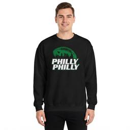 Mens Tailgate Football Philly Skyline Crew Neck Sweatshirt