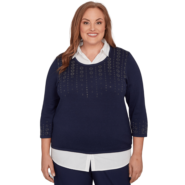 Plus Size Alfred Dunner Saratoga Springs Metallic Studded Textur