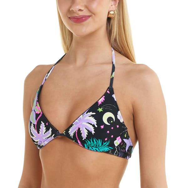 Juniors California Sunshine Picot Edge Halter Neck Swim Top