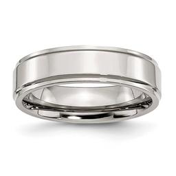 Mens Gentlemen's Classics(tm) Polished Ridged Edge Wedding Band