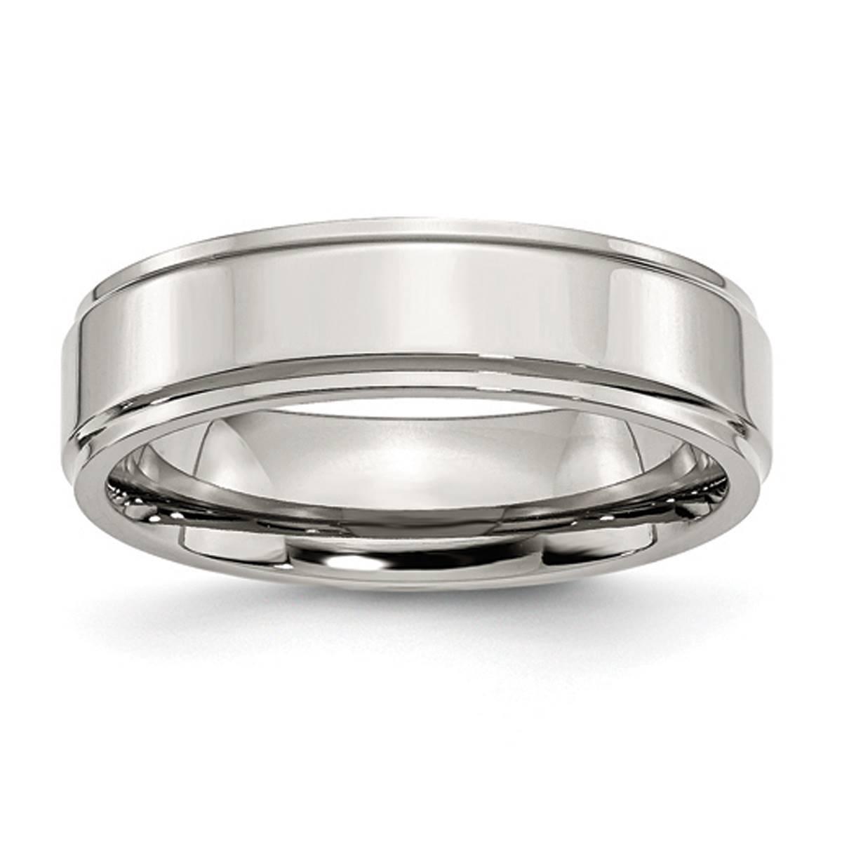 Mens Gentlemen's Classics(tm) Polished Ridged Edge Wedding Band