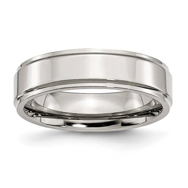 Mens Gentlemen's Classics&#40;tm&#41; Polished Ridged Edge Wedding Band - image 