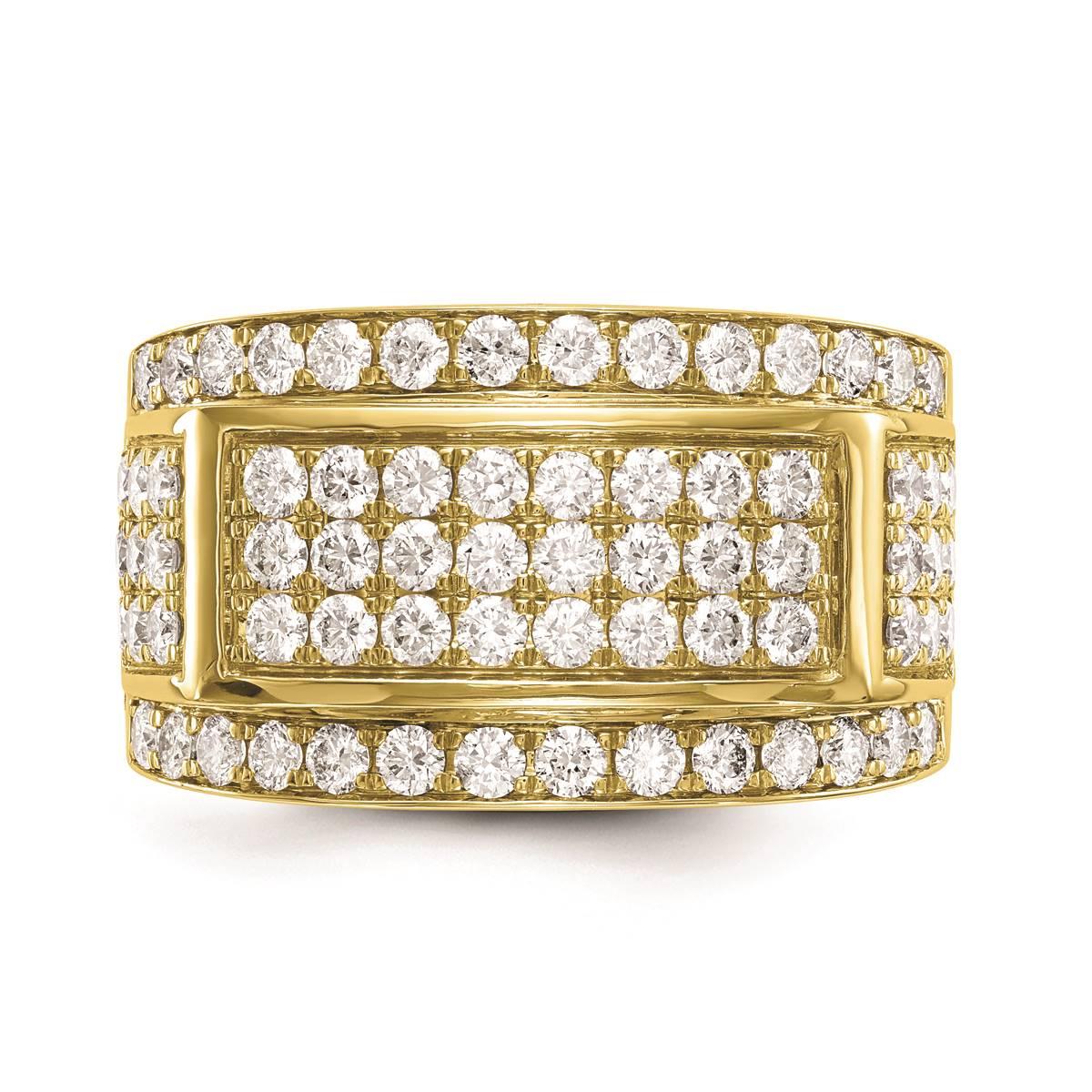 Mens Pure Fire 14kt. Yellow Gold Lab Grown Round Diamond...