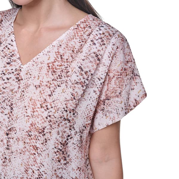 Womens Calvin Klein Short Sleeve V-Neck Reptile Blouse