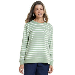 Petite Hasting & Smith Long Sleeve Striped French Terry Tee