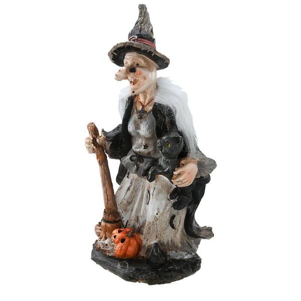 National Tree 18in. Witch Holding Black Cat - image 