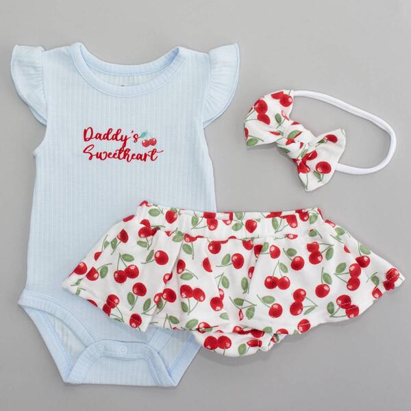 Baby Girl &#40;3-9M&#41; Baby Essentials&#40;R&#41; Sweetheart Cherry Skort Set - image 