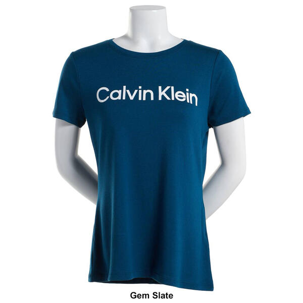 Womens Calvin Klein Performance Crew Neck Heat Seal Logo 1x1 Tee