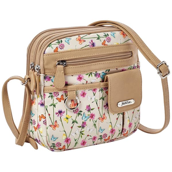 MultiSac North South Zip Around Floral and Butterflies Crossbody