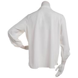 Plus Size Notations 3/4 Sleeve Solid Button Front Blouse