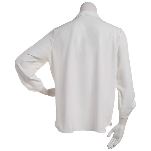 Plus Size Notations 3/4 Sleeve Solid Button Front Blouse